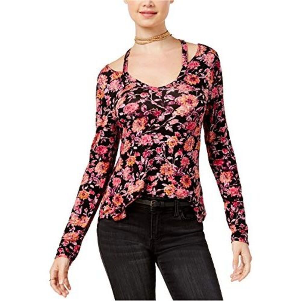 Ultra Flirt Juniors Printed Cutout Neck Top